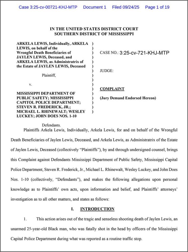 Complaint filed by Arkela Lewis