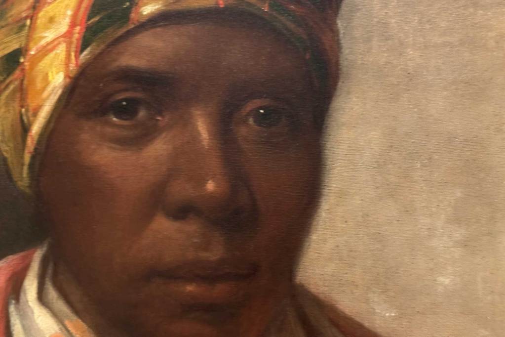 A closeup of the painting Portrait of Delia