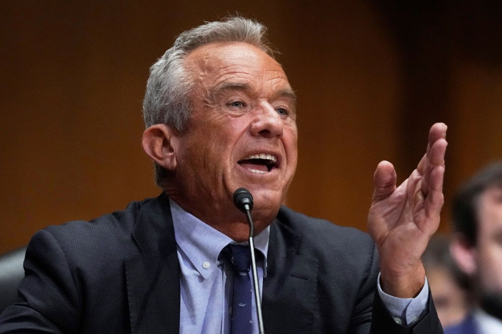 A closeup of Robert F. Kennedy Jr. speaking at a committee hearing