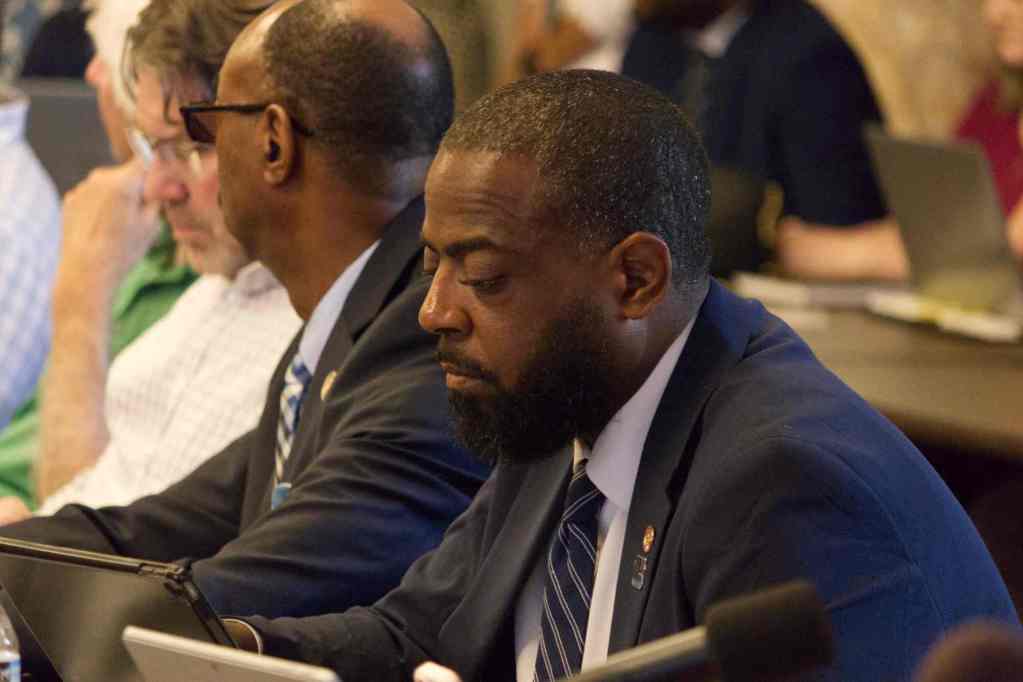 Mississippi House Rep. Fabian Nelson, D-Byram sitting in a meeting