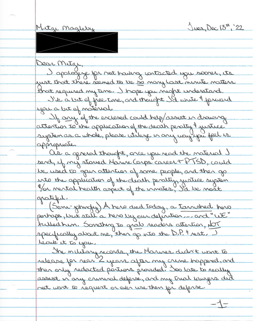 a screenshot of a hand-written letter