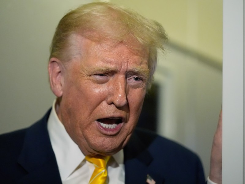 a close up of donald trump speaking