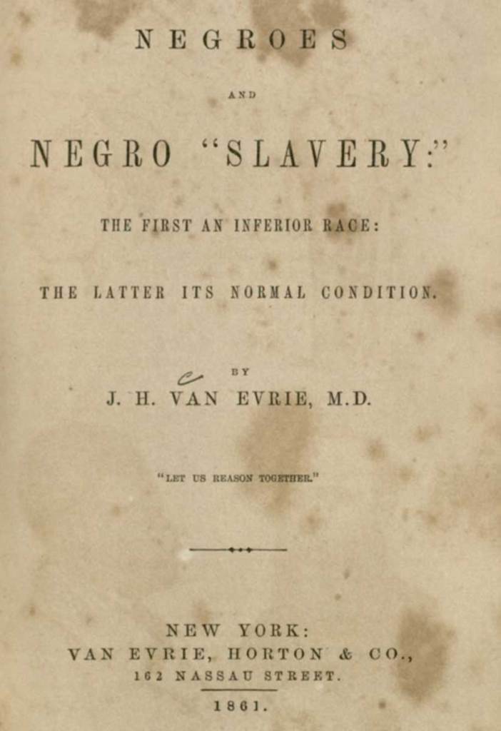 An old book cover titled Negroes and Negro “Slavery”