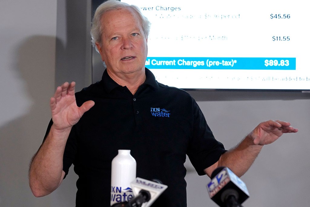 Ted Henifin, interim third-party manager for JXN Water, speaking at a press conference