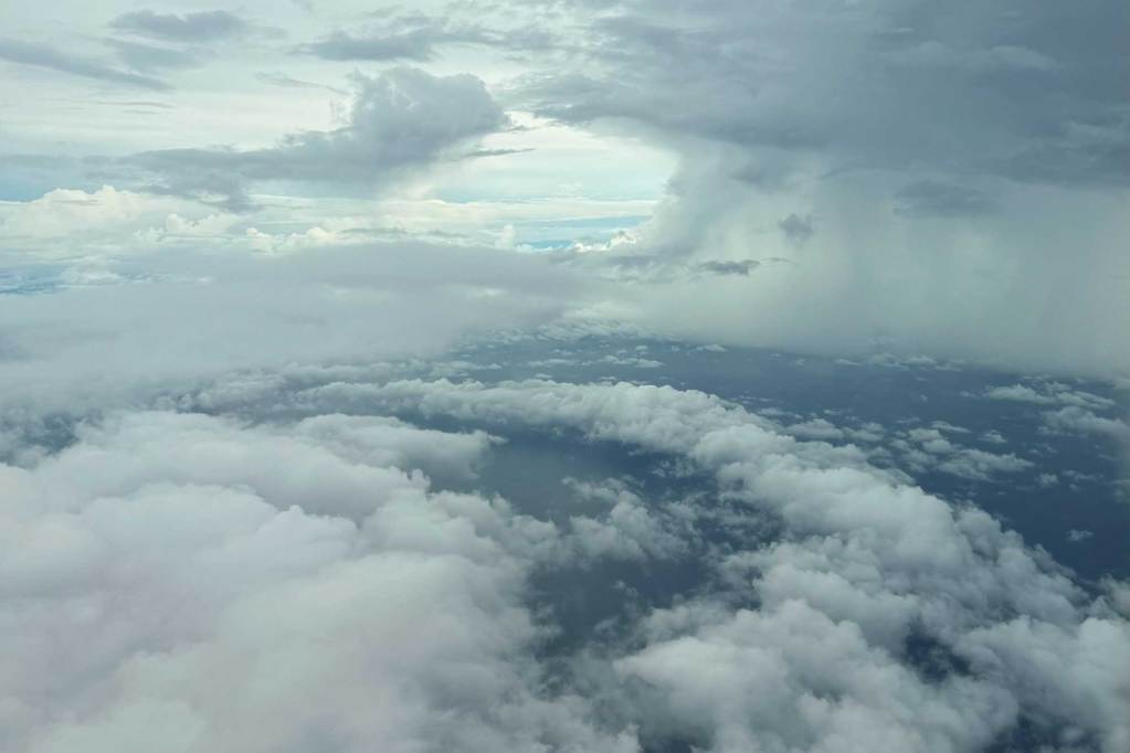 Swirling clouds as seen from high above