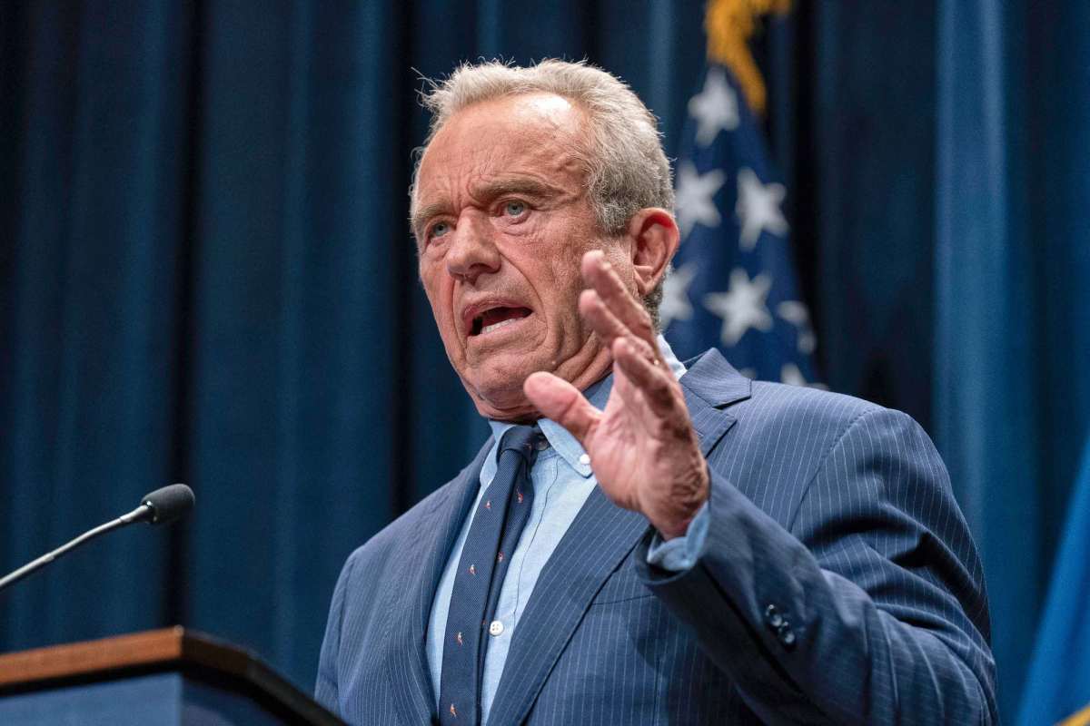 A close-up of Robert F. Kennedy Jr. speaking at a podium