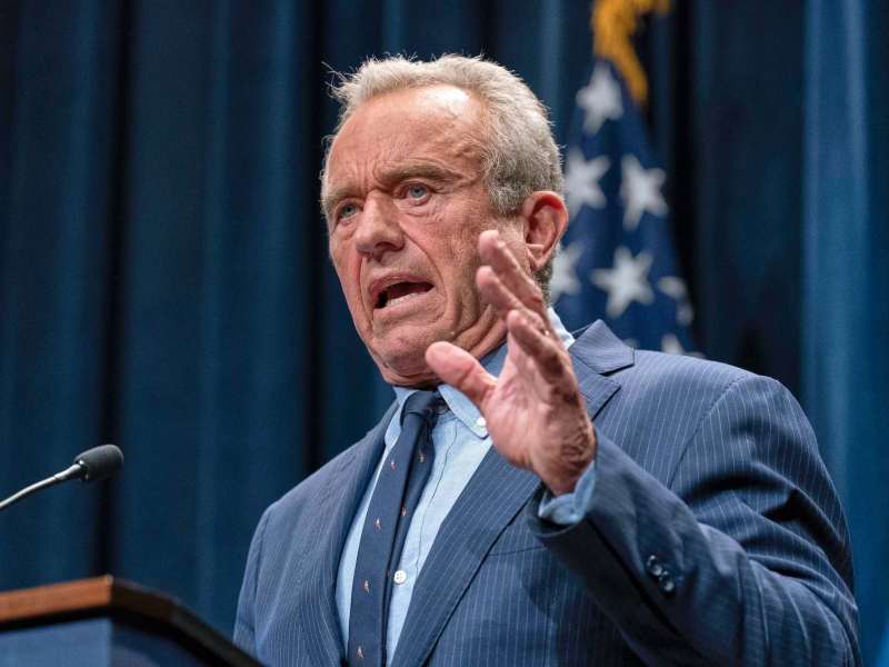 A close-up of Robert F. Kennedy Jr. speaking at a podium
