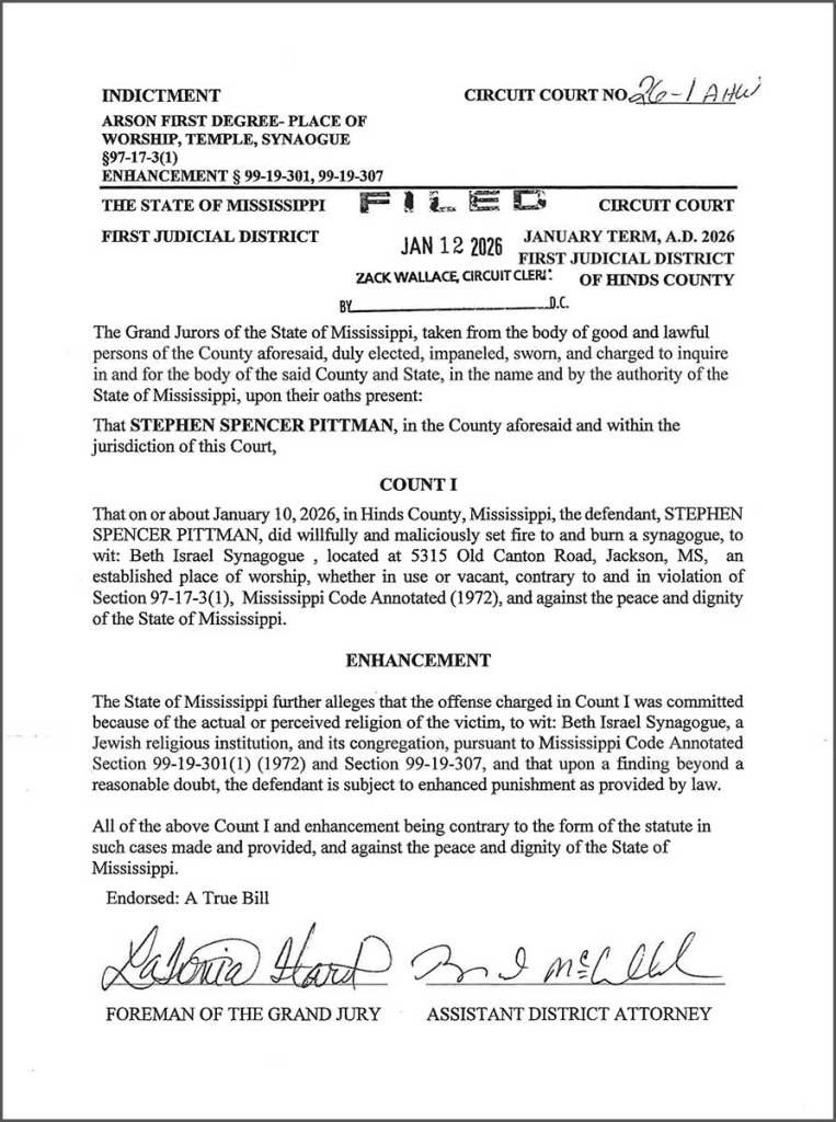 An indictment naming Stephen Spencer Pittman