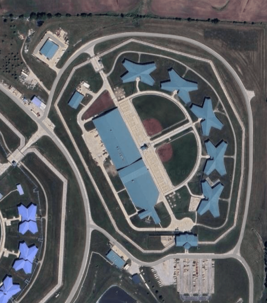aerial map of Crossroads Correctional Center, an hour north of Kansas City.