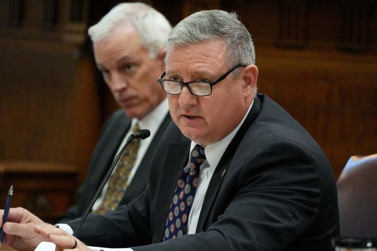 Dennis DeBar Jr. speaks in a committee