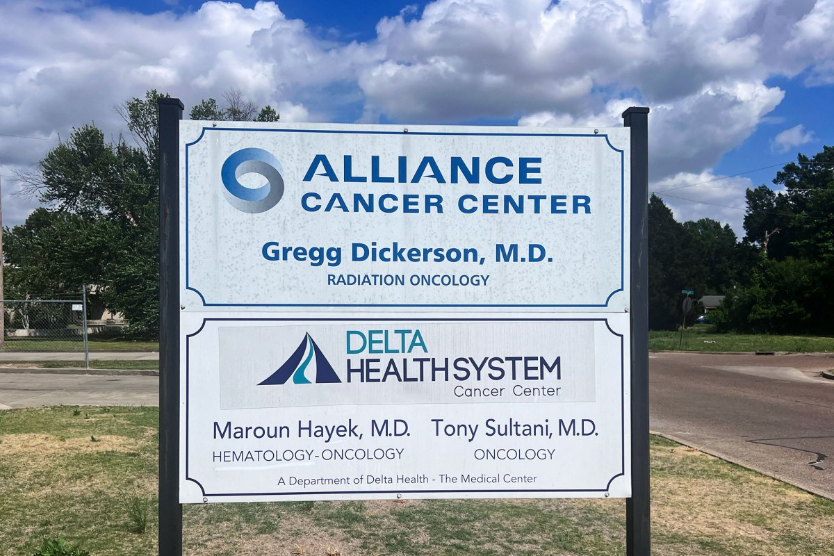 A business sign for Alliance Cancer Center and Delta HealthSystem