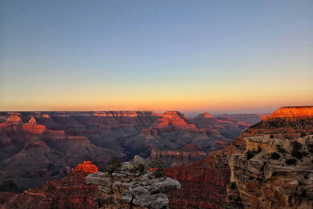 A portion of the Grand Canyon at sunset