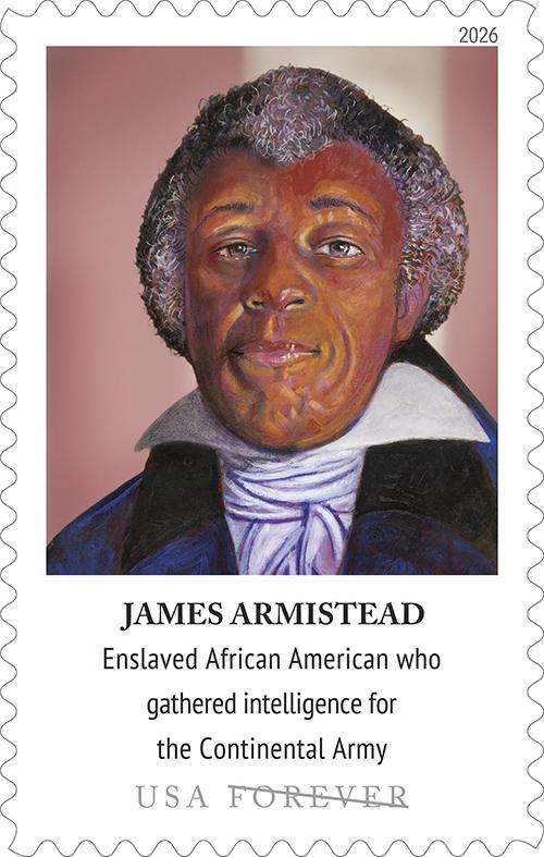 A stamp with a portrait of James Armistead