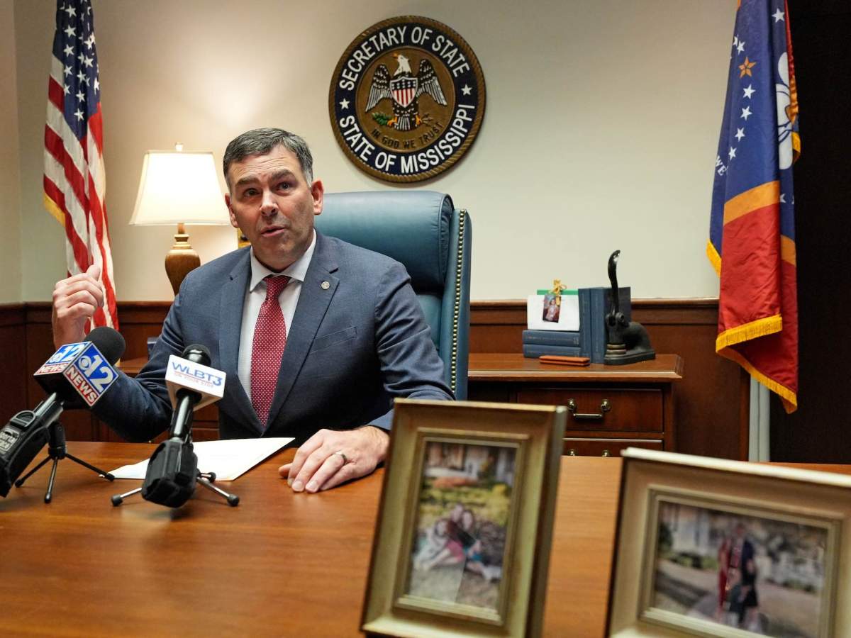 Michael Watson speaking from his Secretary of State office