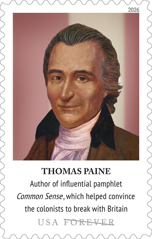 A stamp with a portrait of Thomas Paine