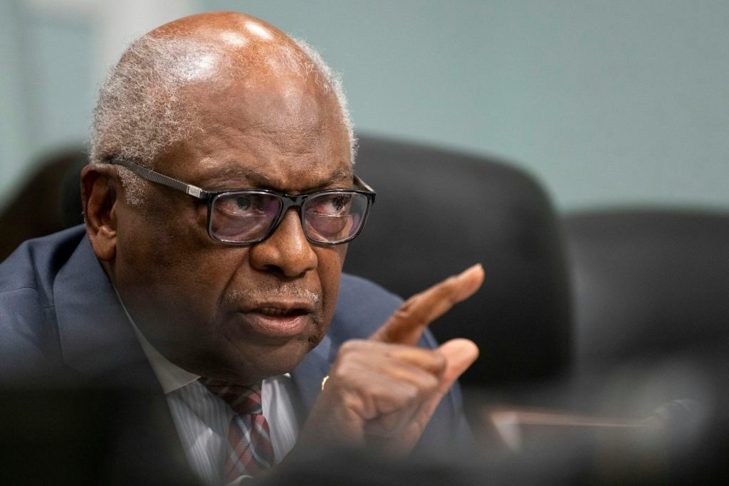 A close-up of Jim Clyburn speaking
