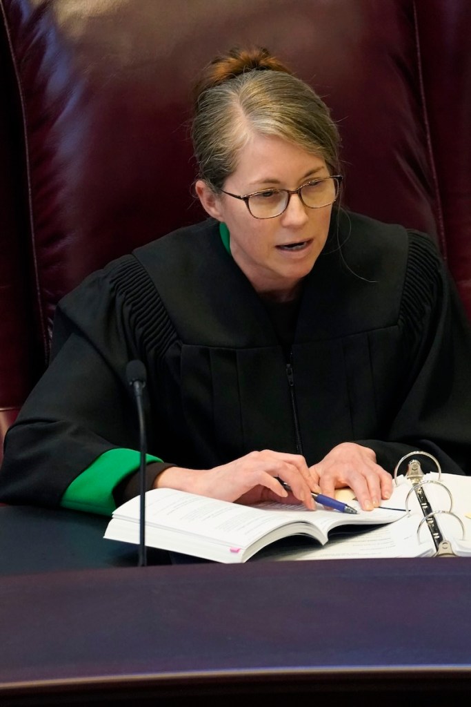Justice Jenifer Branning seated at the bench, wearing a black robe